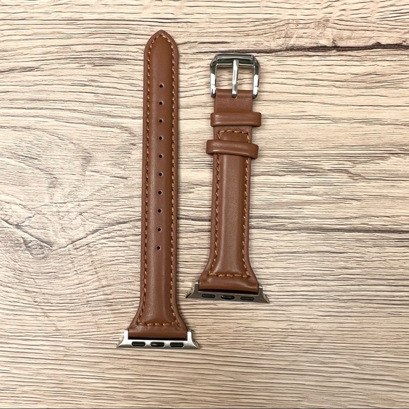 NEW[BAND] Slim BROWN Strap Leather For Apple Watch - Picture 2 of 5
